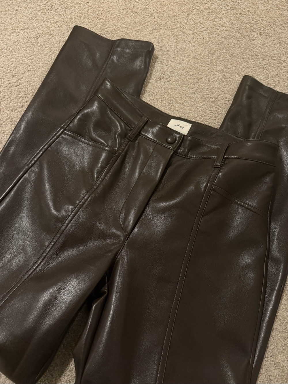 ARITZIA WILFRED VEGAN LEATHER PANTS🤎